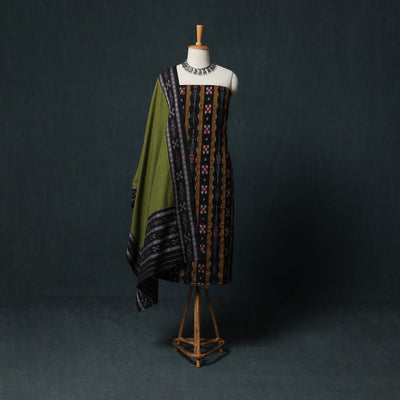 Handloom Cotton 3pc Unstitched Sambalpuri Ikat Dress Material Suit Set 17
