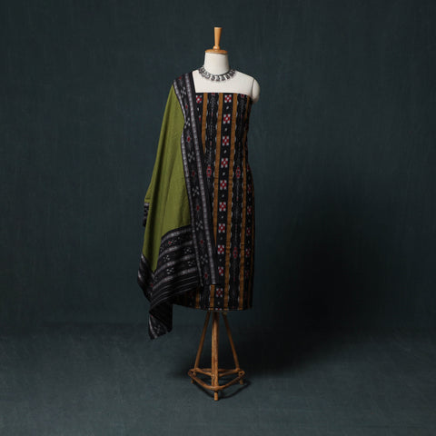 Handloom Cotton 3pc Unstitched Sambalpuri Ikat Dress Material Suit Set 17