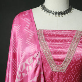 Bagru Vanaspati Block Print Modal Silk Lace Handwork 2pc Unstitched Dress Material Kurta Set 21