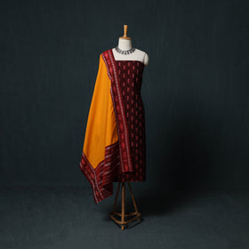 Handloom Cotton 3pc Unstitched Sambalpuri Ikat Dress Material Suit Set 18