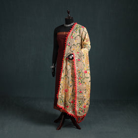 Ranihati Chapa Work Chanderi Silk Hand Embroidery Dupatta 07
