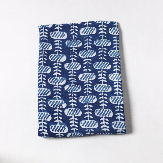 Blue - Indigo Bagru Dabu Block Printed Cotton Precut Fabric (2.1 meter) 49