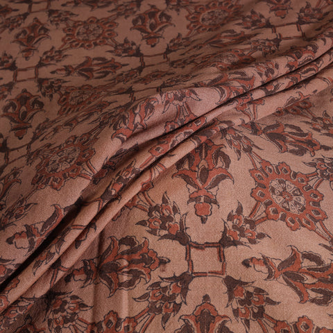Handwoven Merino Wool Pedana Kalamkari Hand Block Print Natural Dyed Fabric 24