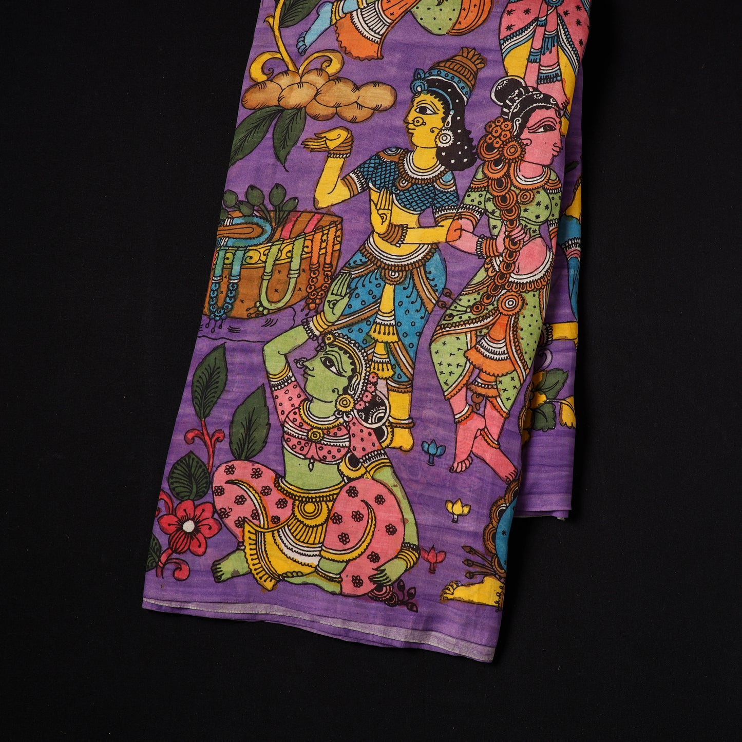 Purple - natural dyed chanderi silk handpainted