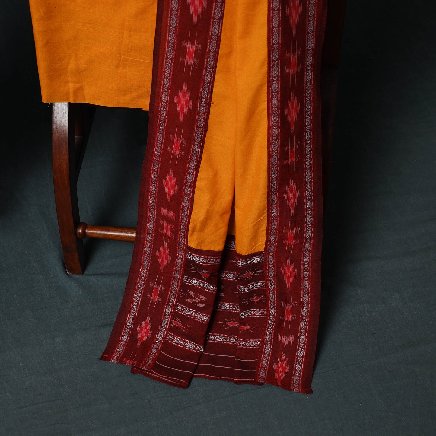 Handloom Cotton 3pc Unstitched Sambalpuri Ikat Dress Material Suit Set 18
