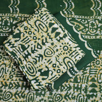 Green - 3pc Cotton Kutch Batik Print Dress Material 38