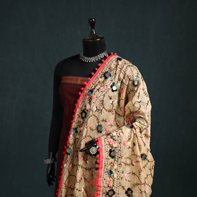 Ranihati Chapa Work Chanderi Silk Hand Embroidery Dupatta 08
