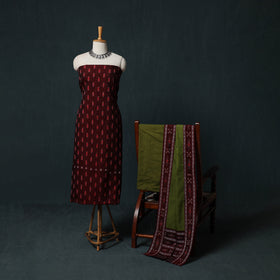 Handloom Cotton 3pc Unstitched Sambalpuri Ikat Dress Material Suit Set 19