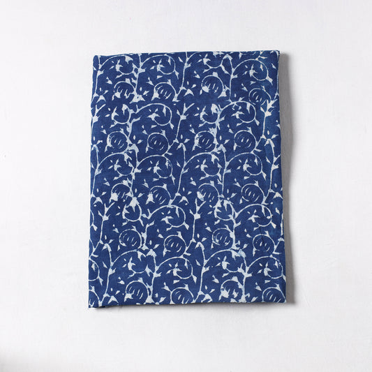 Blue - Indigo Bagru Dabu Block Printed Cotton Precut Fabric (2 meter) 52