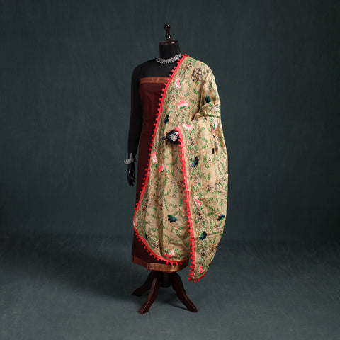 Ranihati Chapa Work Chanderi Silk Hand Embroidery Dupatta 09