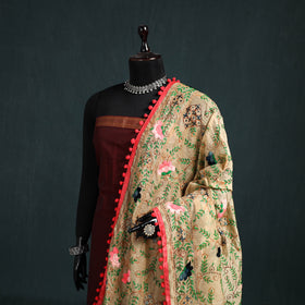 Ranihati Chapa Work Chanderi Silk Hand Embroidery Dupatta 09