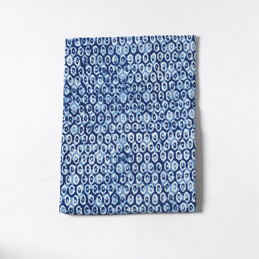 Blue - Indigo Bagru Dabu Block Printed Cotton Precut Fabric (1 meter) 53