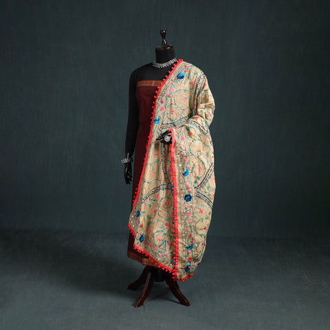 Ranihati Chapa Work Chanderi Silk Hand Embroidery Dupatta 10