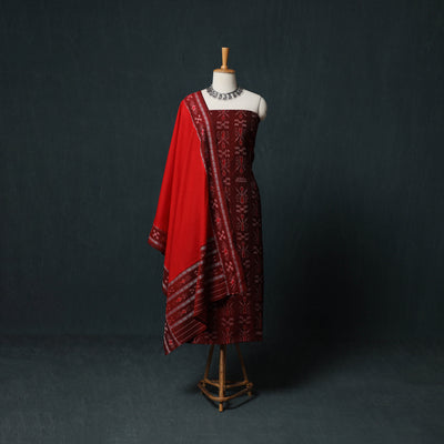 Handloom Cotton 3pc Unstitched Sambalpuri Ikat Dress Material Suit Set 20