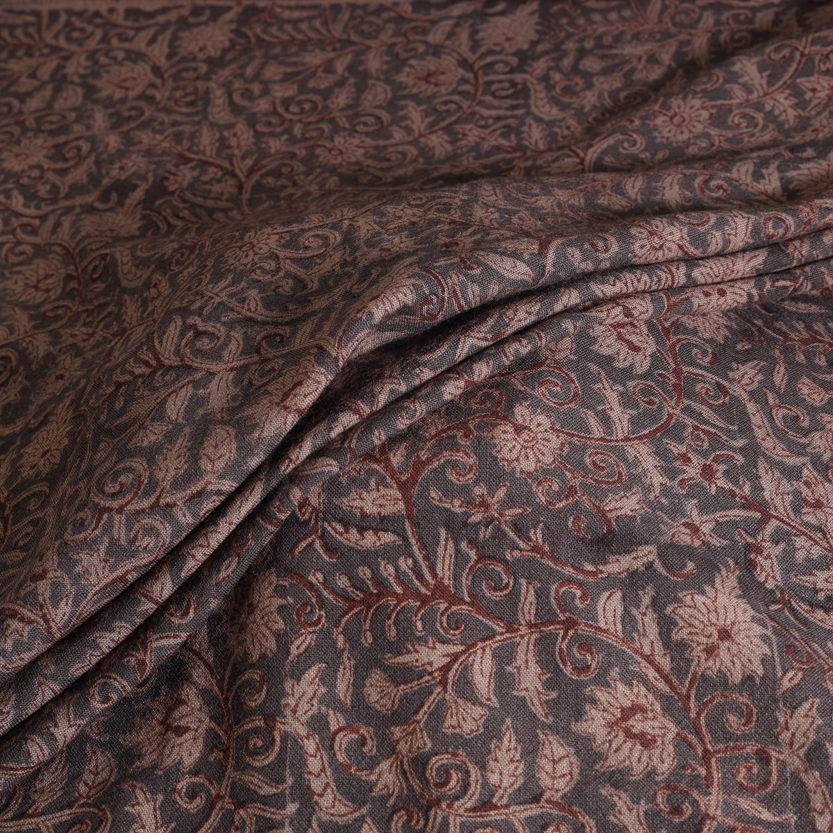 Handwoven Merino Wool Pedana Kalamkari Hand Block Print Natural Dyed Fabric 22