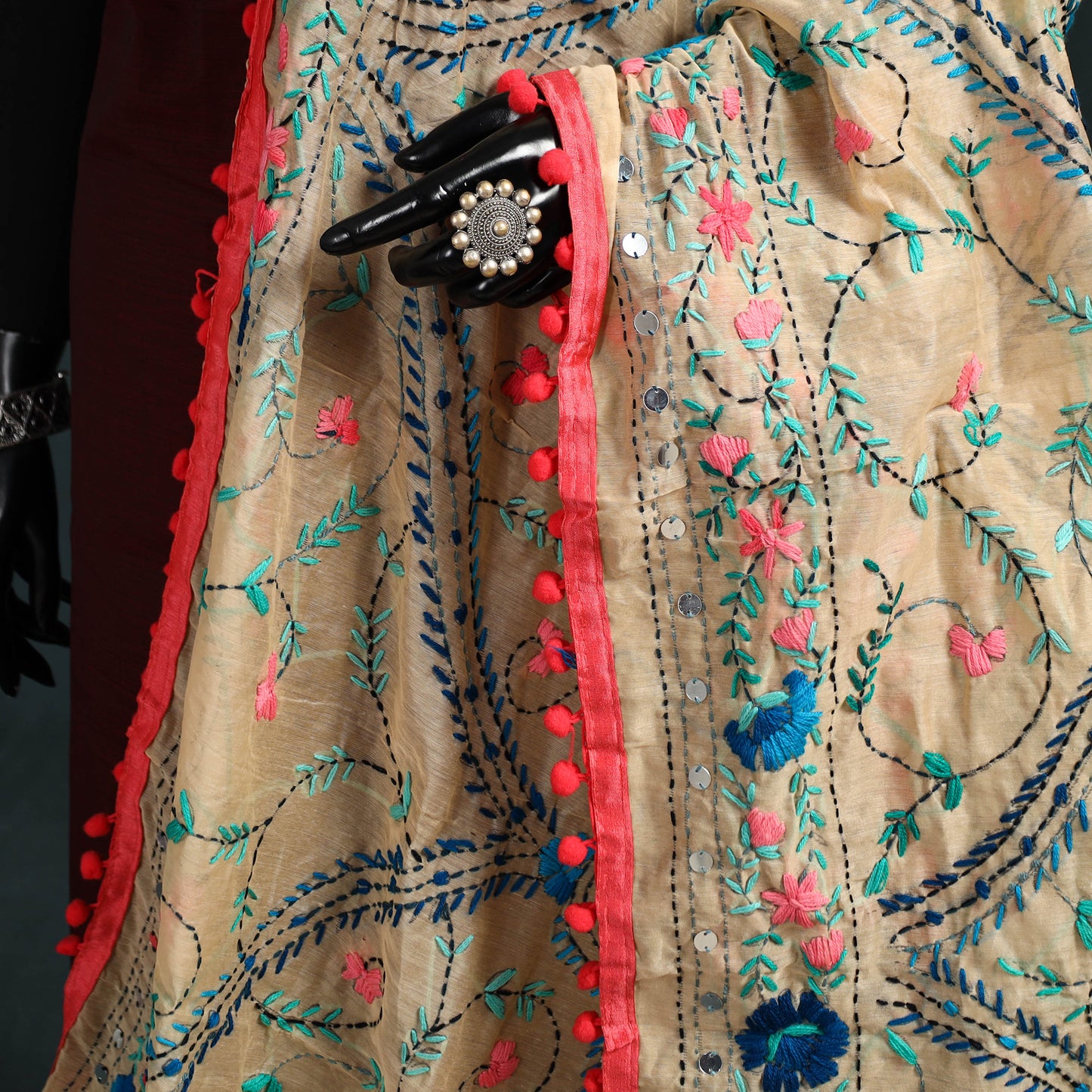 Ranihati Chapa Work Chanderi Silk Hand Embroidery Dupatta 10