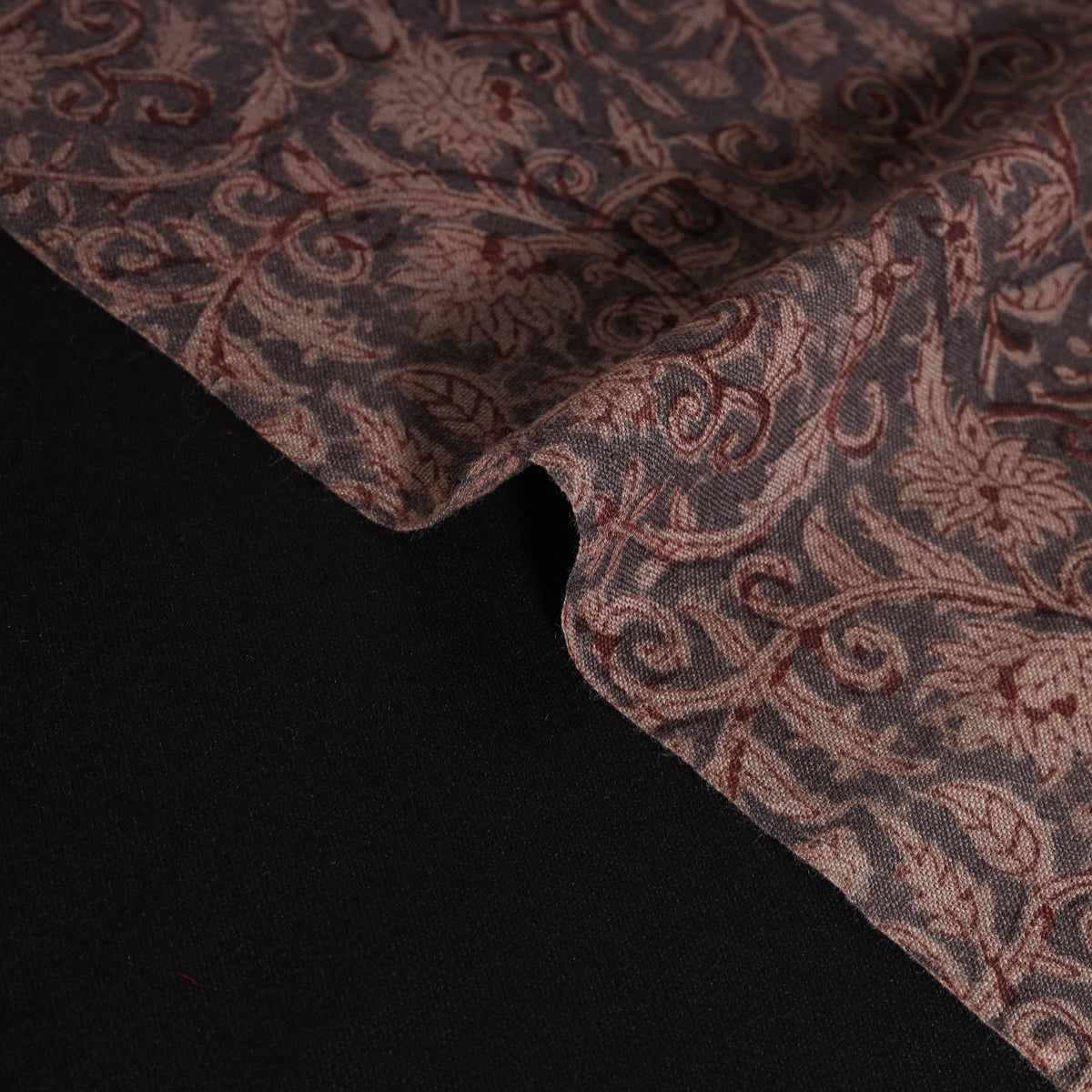 Handwoven Merino Wool Pedana Kalamkari Hand Block Print Natural Dyed Fabric 22