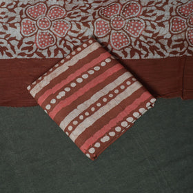 Hand Block Kutch Batik Print Cotton 3pc Unstitched Dress Material Suit Set 07