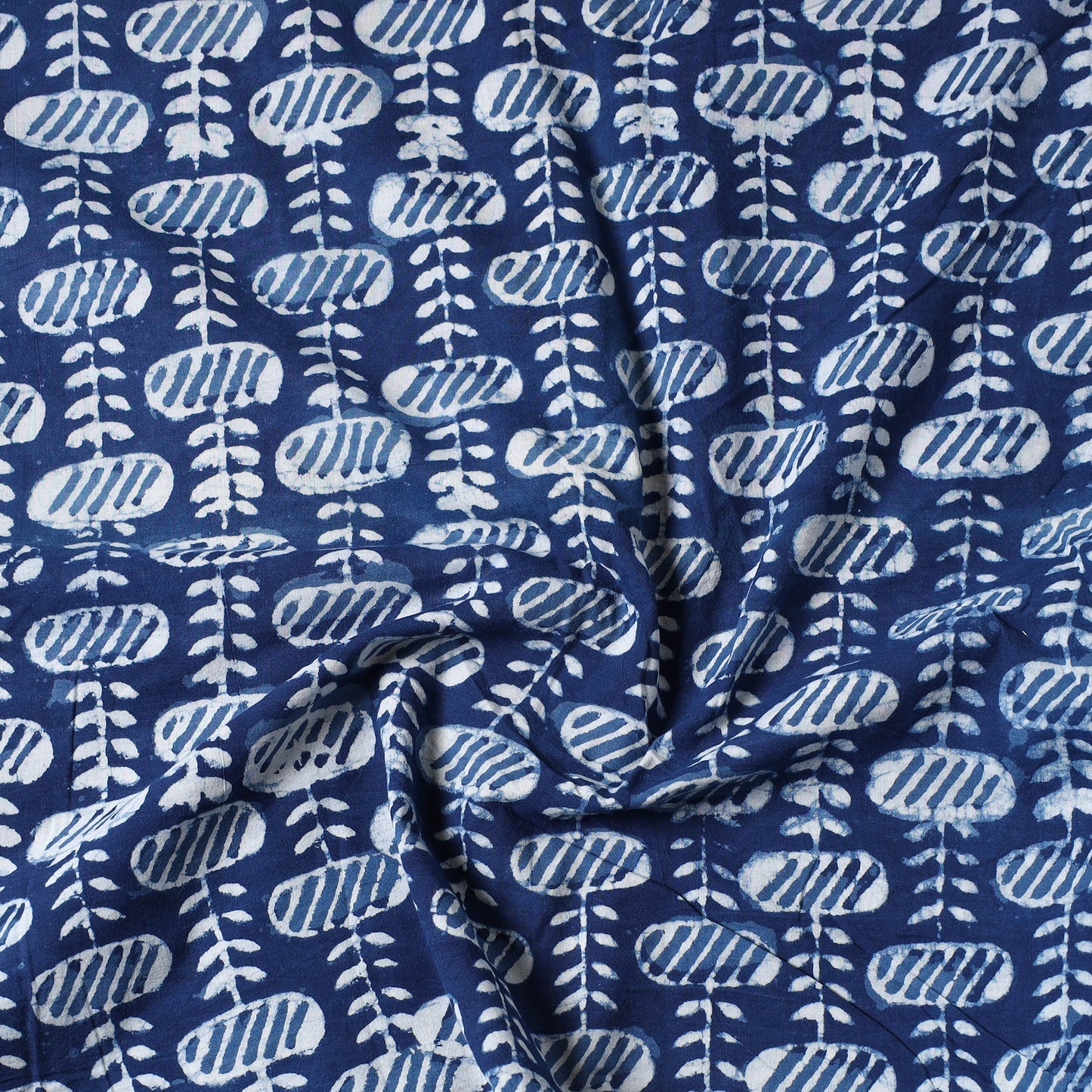 Blue - Indigo Bagru Dabu Block Printed Cotton Precut Fabric (2.5 meter) 59