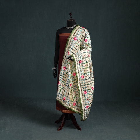 Ranihati Chapa Work Chanderi Silk Hand Embroidery Dupatta 13