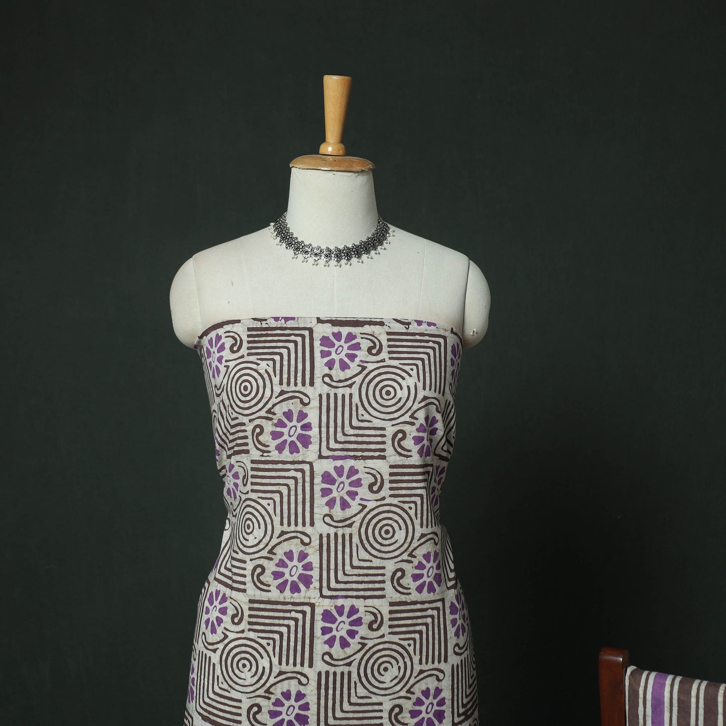 Hand Block Kutch Batik Print Cotton 3pc Unstitched Dress Material Suit Set 01