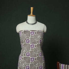 Hand Block Kutch Batik Print Cotton 3pc Unstitched Dress Material Suit Set 01