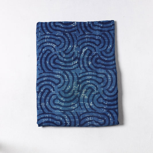 Blue - Indigo Bagru Dabu Block Printed Cotton Precut Fabric (2.6 meter) 61