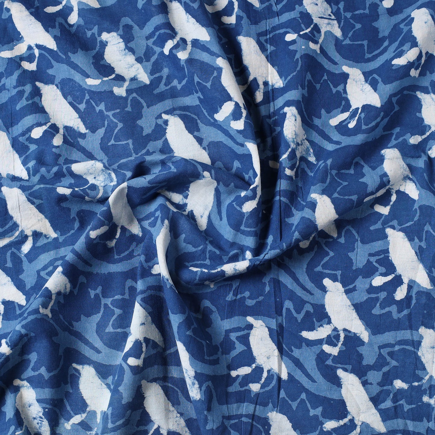 Blue - Indigo Bagru Dabu Block Printed Cotton Precut Fabric (2.8 meter) 62