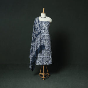 Hand Block Kutch Batik Print Cotton 3pc Unstitched Dress Material Suit Set 02