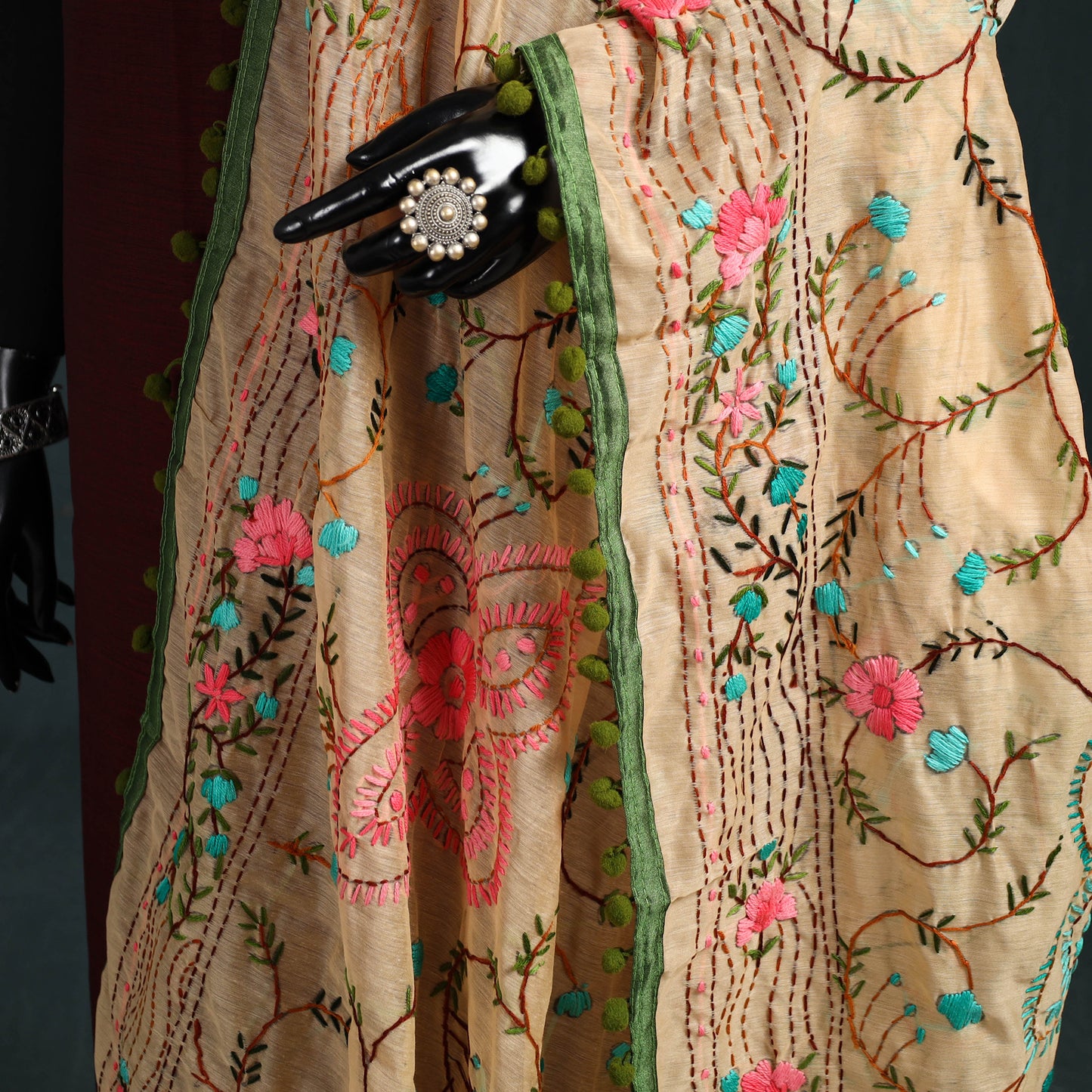 Ranihati Chapa Work Chanderi Silk Hand Embroidery Dupatta 14