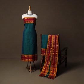 Dharwad Cotton 3pc Unstitched Dress Material Suit Set with Woven Border 85
