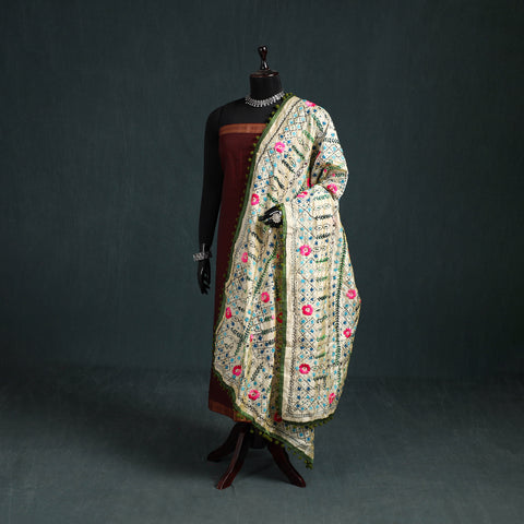 Ranihati Chapa Work Chanderi Silk Hand Embroidery Dupatta 15