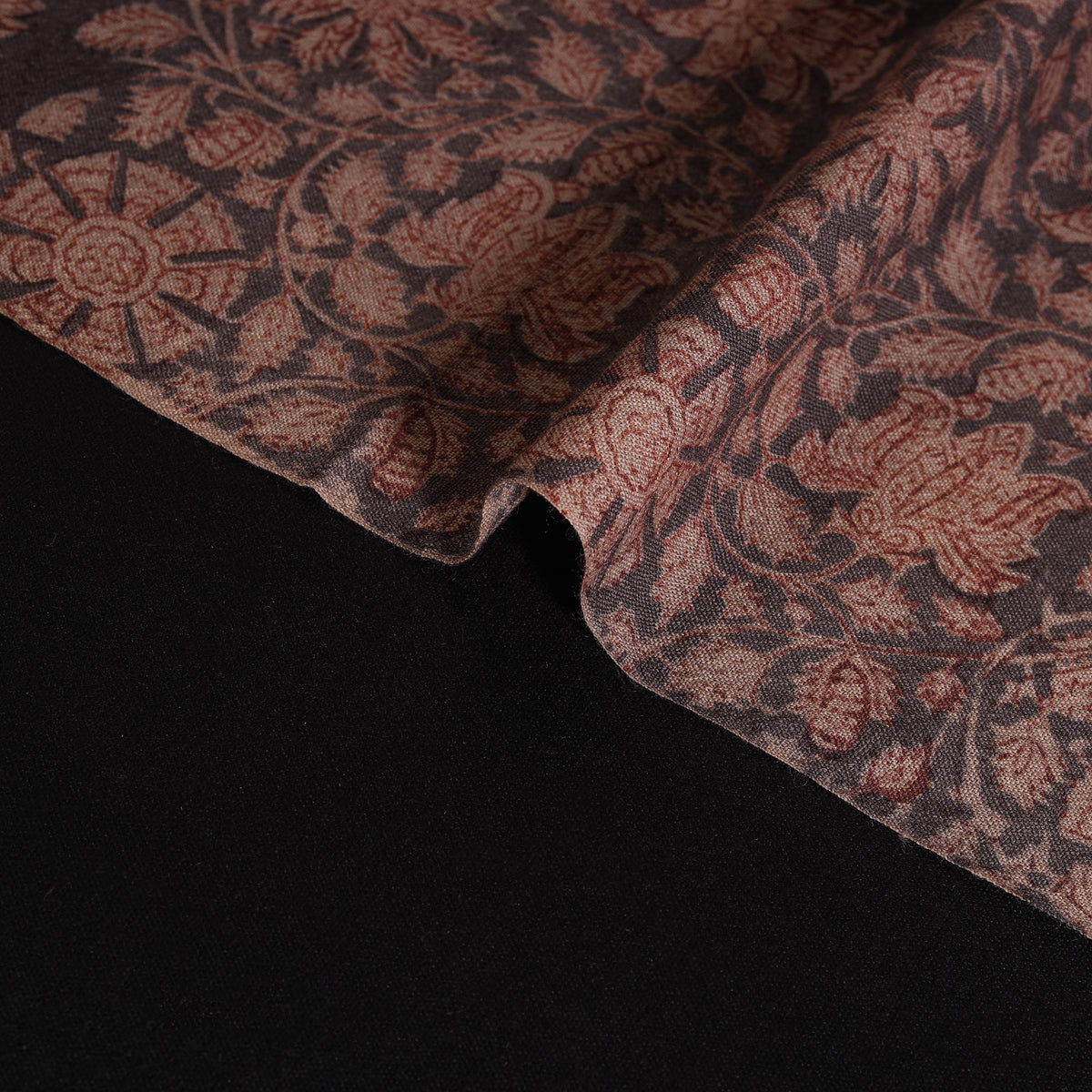 Handwoven Merino Wool Pedana Kalamkari Hand Block Print Natural Dyed Fabric 20
