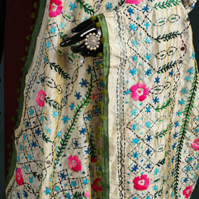 Ranihati Chapa Work Chanderi Silk Hand Embroidery Dupatta 15