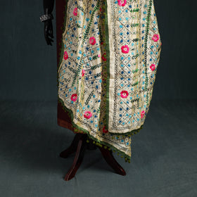 Ranihati Chapa Work Chanderi Silk Hand Embroidery Dupatta 15