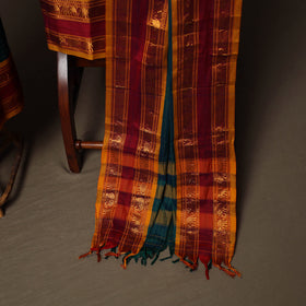 Dharwad Cotton 3pc Unstitched Dress Material Suit Set with Woven Border 85