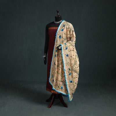 Ranihati Chapa Work Chanderi Silk Hand Embroidery Dupatta 16