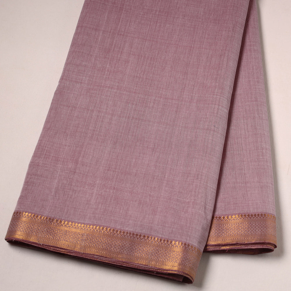 Purple - Mangalagiri Handloom Cotton Nizam Zari Border Fabric 03