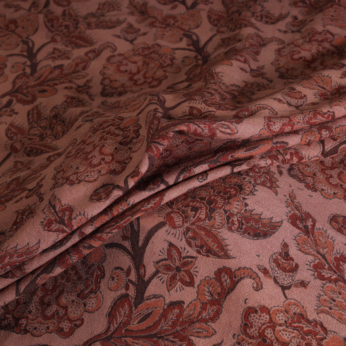 Handwoven Merino Wool Pedana Kalamkari Hand Block Print Natural Dyed Fabric 18