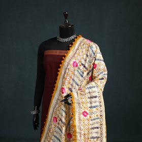 Ranihati Chapa Work Chanderi Silk Hand Embroidery Dupatta 18