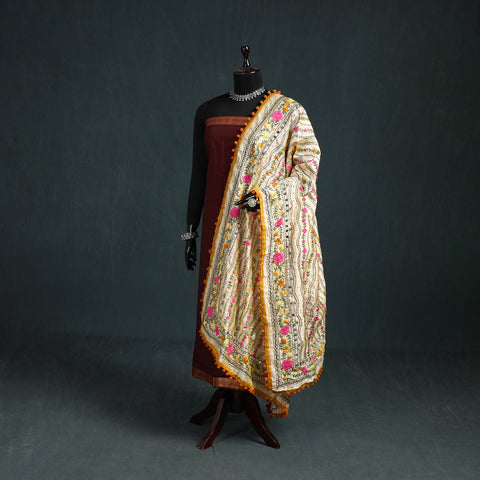 Ranihati Chapa Work Chanderi Silk Hand Embroidery Dupatta 19