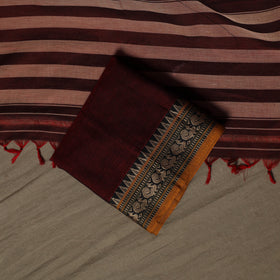 Dharwad Cotton 3pc Unstitched Dress Material Suit Set with Woven Border 83
