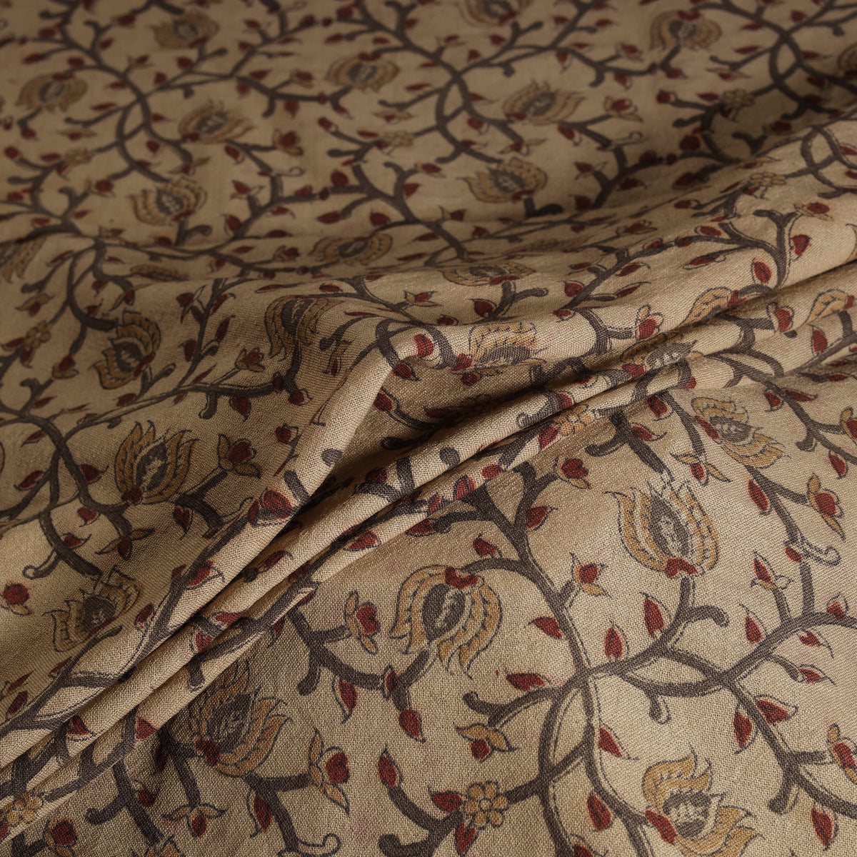 Handwoven Merino Wool Pedana Kalamkari Hand Block Print Natural Dyed Fabric 16