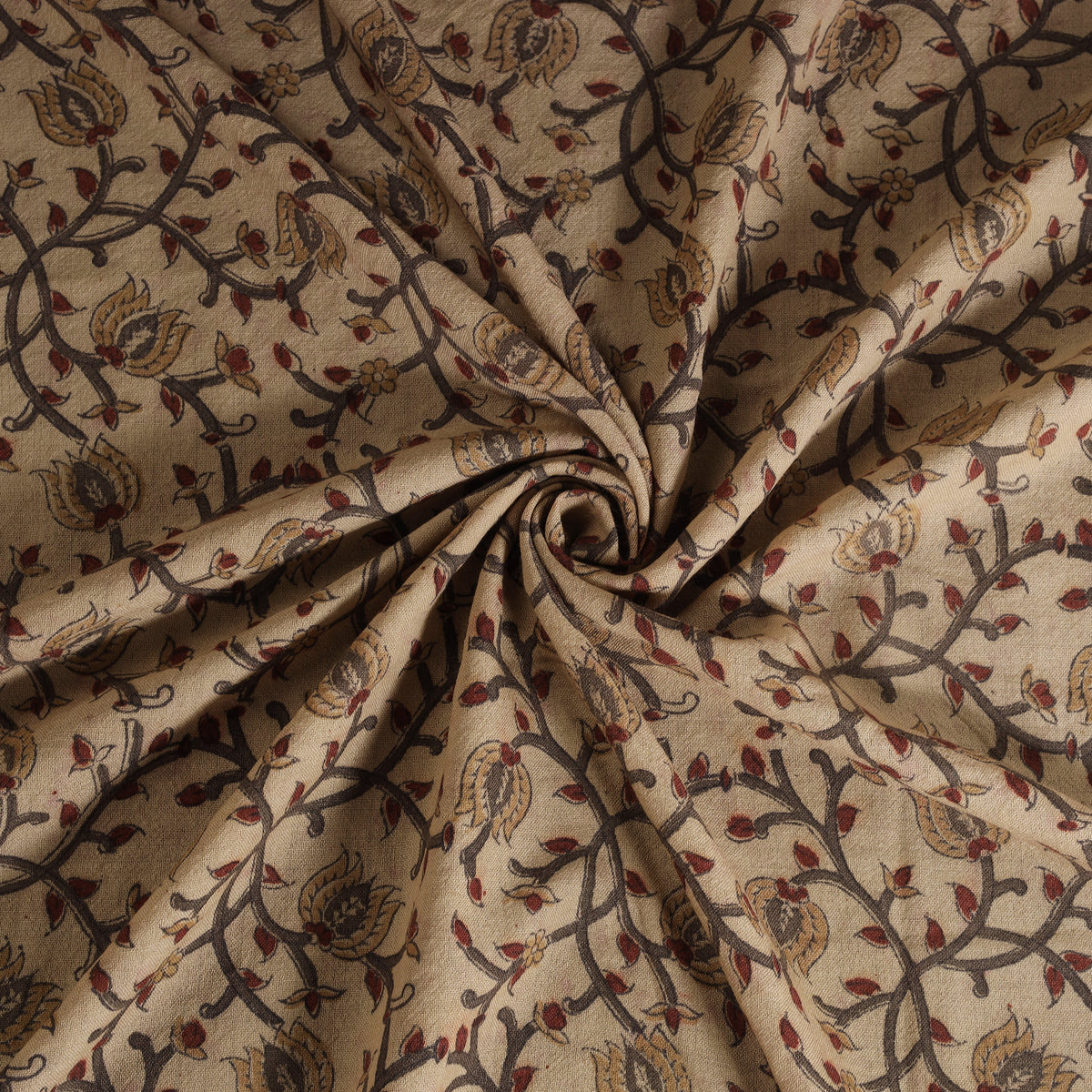 Handwoven Merino Wool Pedana Kalamkari Hand Block Print Natural Dyed Fabric 16
