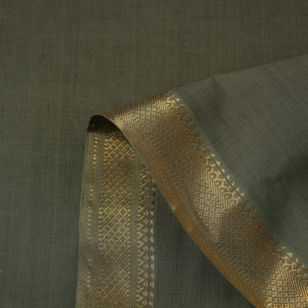 Green - Mangalagiri Handloom Cotton Nizam Zari Border Fabric 06