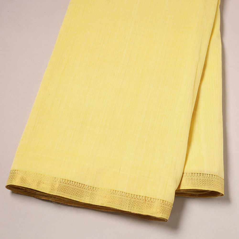 Yellow - Mangalagiri Handloom Cotton Nizam Zari Border Fabric 07