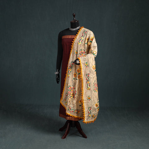 Ranihati Chapa Work Chanderi Silk Hand Embroidery Dupatta 21