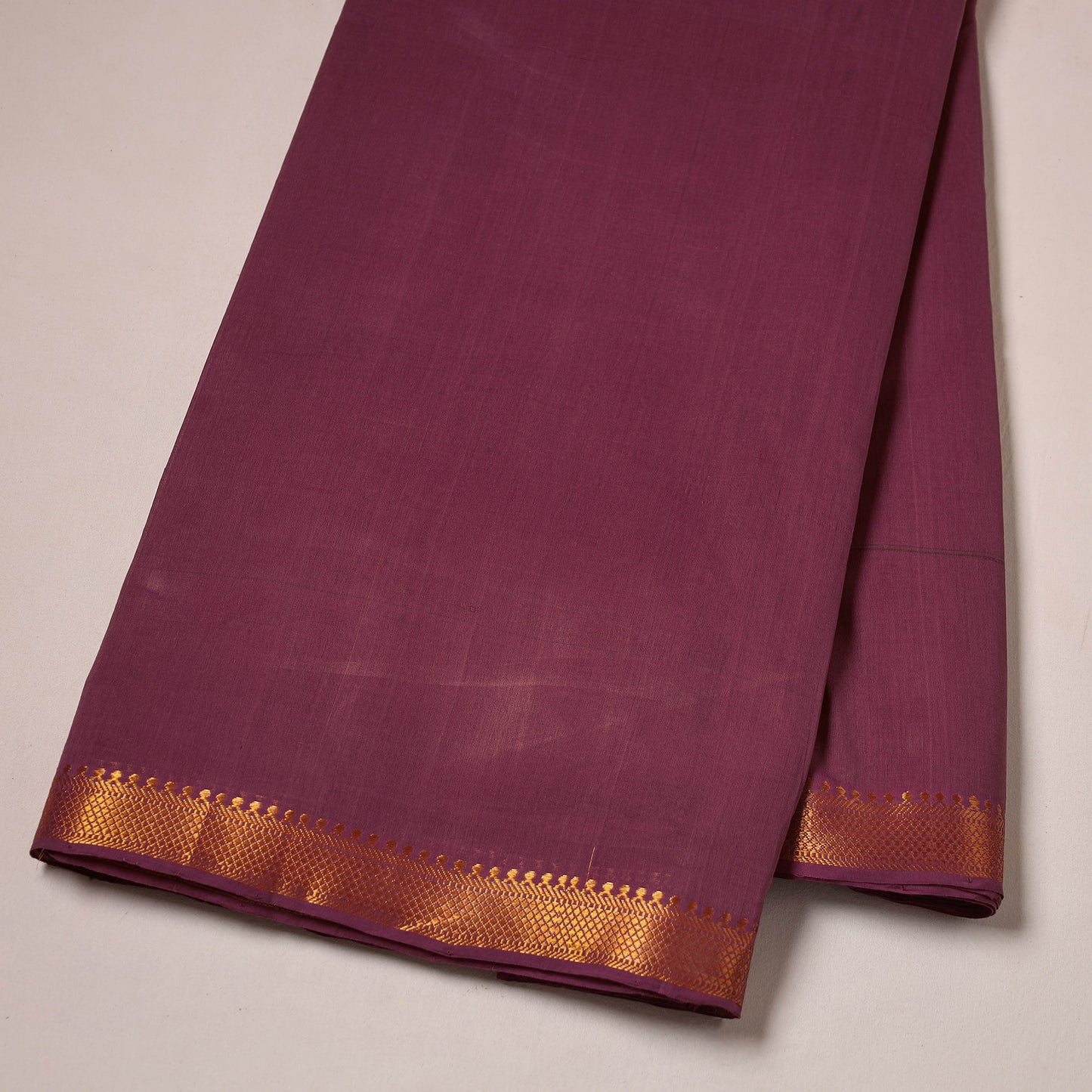 Purple - Mangalagiri Handloom Cotton Nizam Zari Border Fabric 08