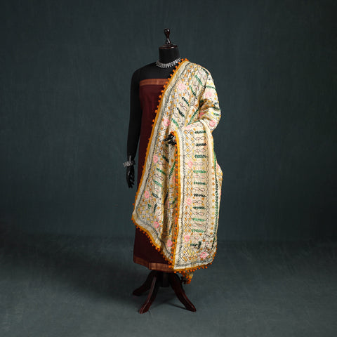 Ranihati Chapa Work Chanderi Silk Hand Embroidery Dupatta 22