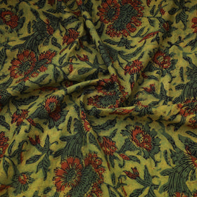 Green Block Print Cotton Natural Dyed Jahota Fabric